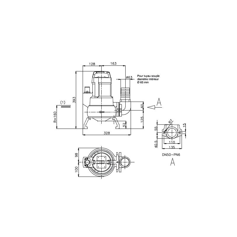 Pompe relevage 20 m³/h eaux usées – KSB AMA Porter 500 SE