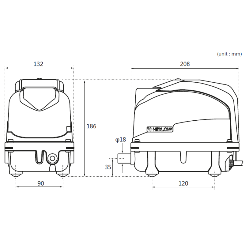 Compresseur silencieux pour microstation – 80 L/min