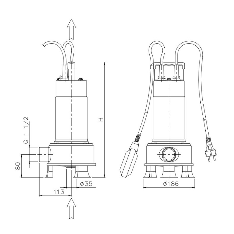 Pompe de relevage inox Ebara RIGHT 75 M – 14,4 m³/h