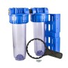 Double porte-filtre 9"3/4 transparent vide AFIMO 5000-AF – Entrée/Sortie 3/4" laiton – Pour cartouches standard
