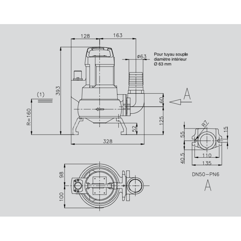 Pompe relevage 20 m³/h eaux usées – KSB AMA Porter 500 SE