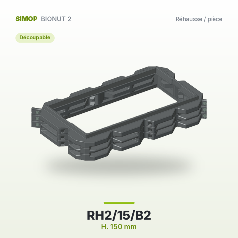 Réhausse 150 mm SIMOP BIONUT 2 pour fosses toutes eaux et filtres compacts