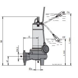 Pompe submersible eaux usées 24 m³/h avec flotteur