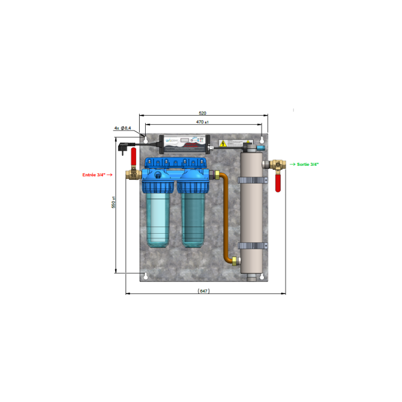 Réacteur UV avec double filtration intégrée – 2,3 m³/h