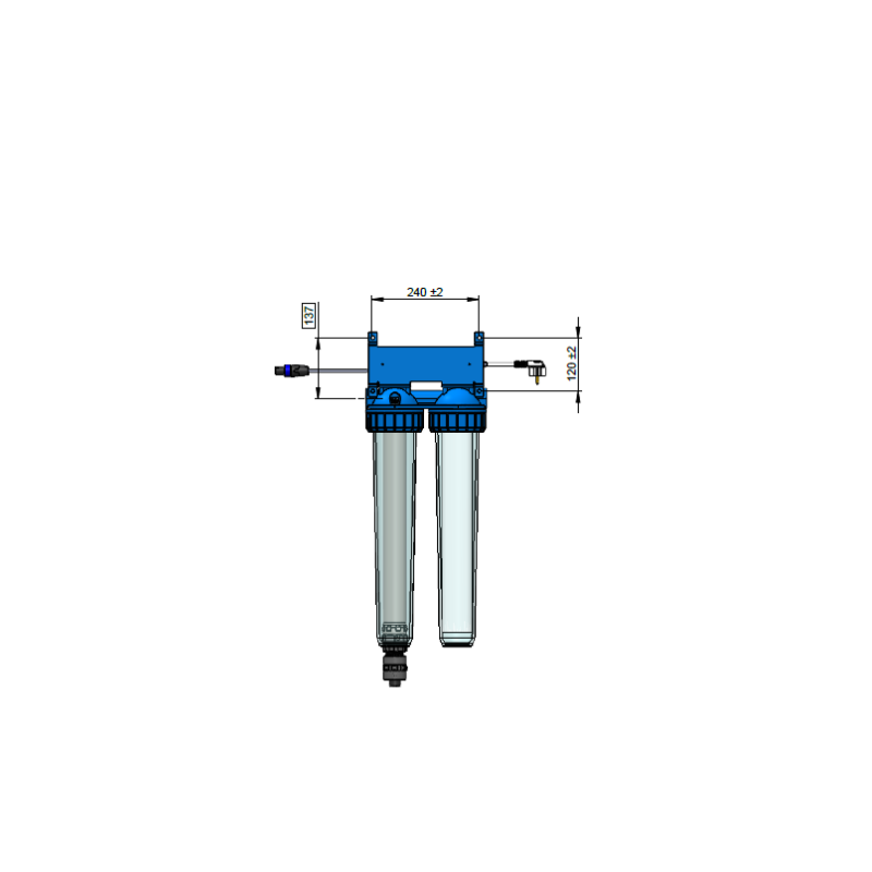 Réacteur UV 25W avec filtre 50μm pour désinfection eau domestique – 2 m³/h