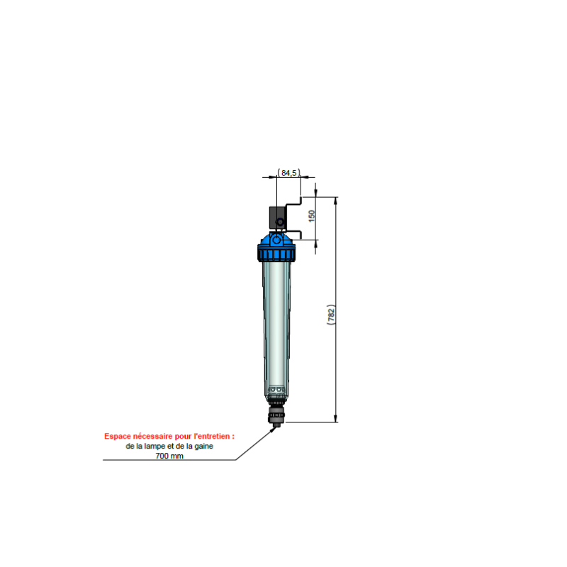 Réacteur UV 25W avec filtre 50μm pour désinfection eau domestique – 2 m³/h