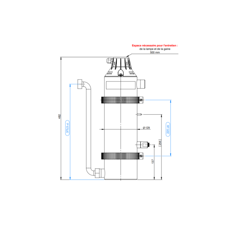 Réacteur UV 60 W pour désinfection de l’eau – UVPLUS W60