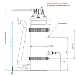 Réacteur UV 95 W – Désinfection d’eau jusqu’à 8,8 m³/h – UVPLUS W95