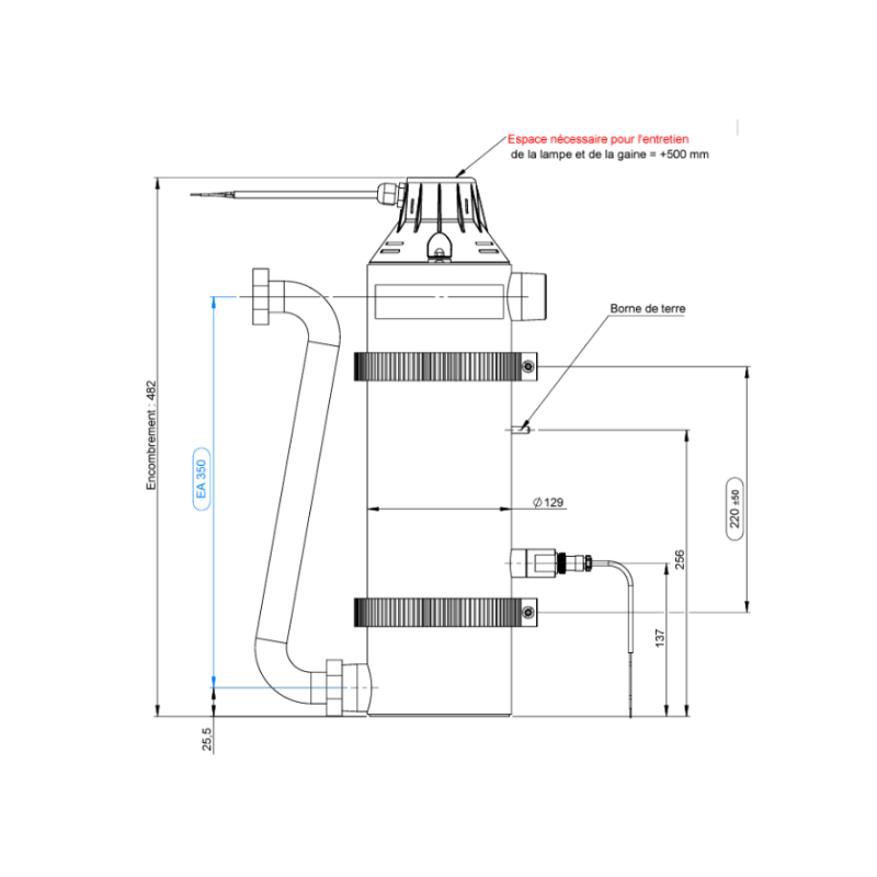 Réacteur UV 95 W – Désinfection d’eau jusqu’à 8,8 m³/h – UVPLUS W95